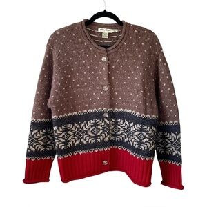 EDDIE BAUER Alpaca Wool Nordic Button Front Cardigan Sweater M